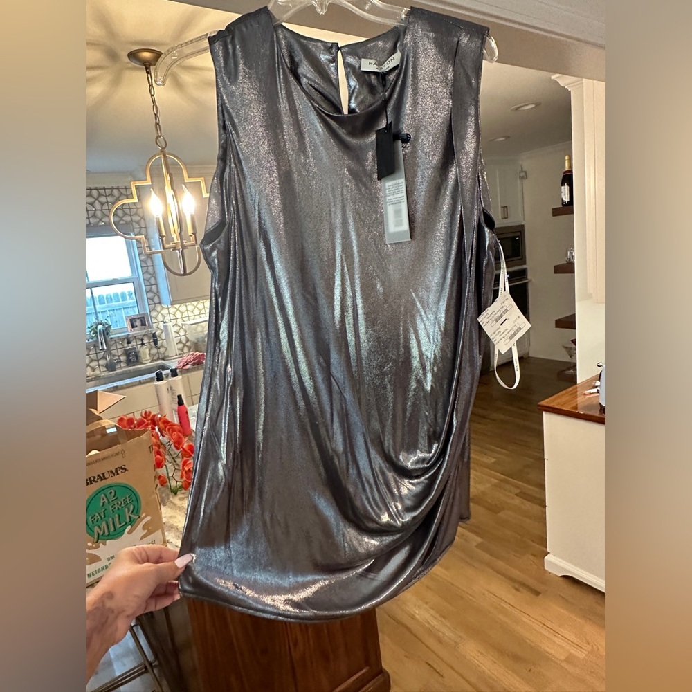New with tags   Gunmetal liquid silk blouse